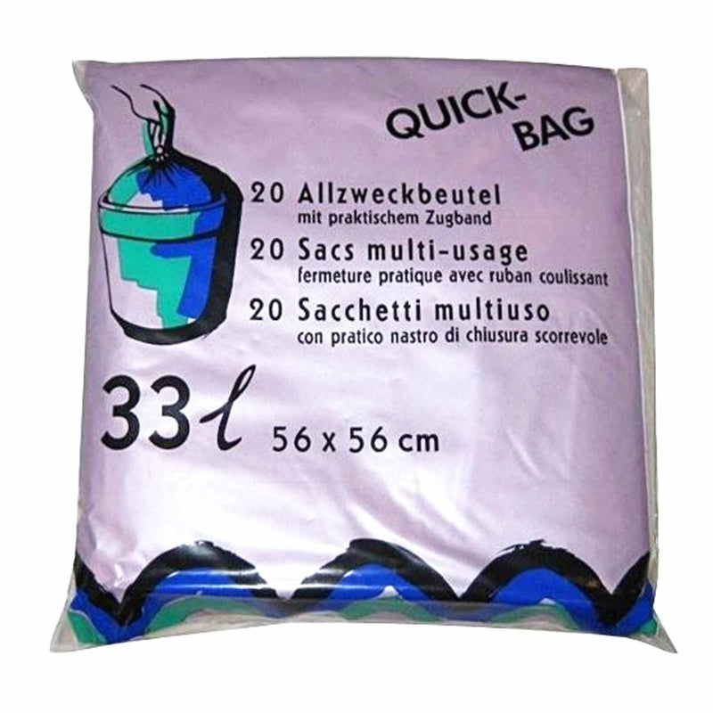 Quick Bag Allzweckbeutel HDPE | 33 Liter | 13 µm | mit Zugband | transparent