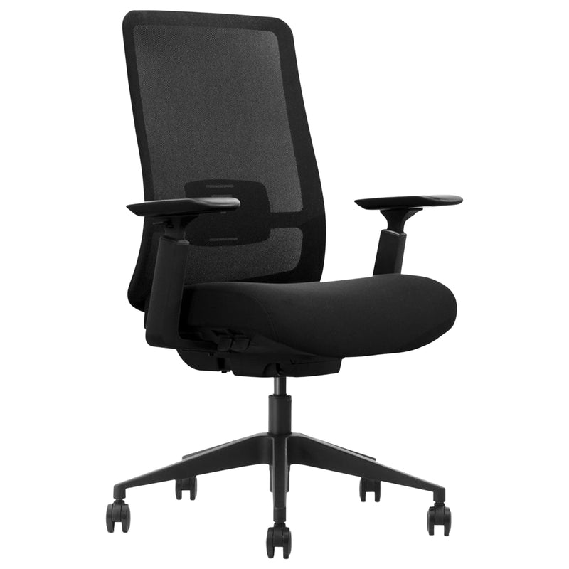 Ergonomischer Bürostuhl | Synchron-Mechanik mit Gewichtsautomatik | Sitztiefenverstellung 42–46 cm | 3D-Armlehnen | höhenverstellbare Lendenstütze | Netzrücken | EN 1335 | bis 150 kg | Acilia