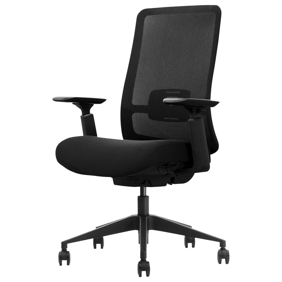 Ergonomischer Bürostuhl | Synchron-Mechanik mit Gewichtsautomatik | Sitztiefenverstellung 42–46 cm | 3D-Armlehnen | höhenverstellbare Lendenstütze | Netzrücken | EN 1335 | bis 150 kg | Acilia