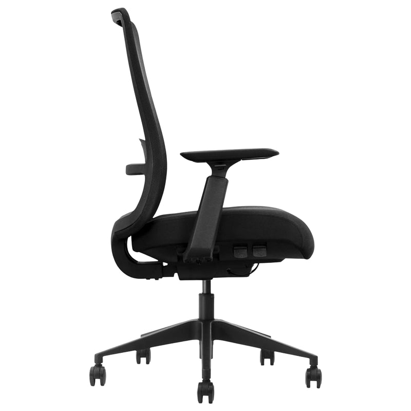 Ergonomischer Bürostuhl | Synchron-Mechanik mit Gewichtsautomatik | Sitztiefenverstellung 42–46 cm | 3D-Armlehnen | höhenverstellbare Lendenstütze | Netzrücken | EN 1335 | bis 150 kg | Acilia