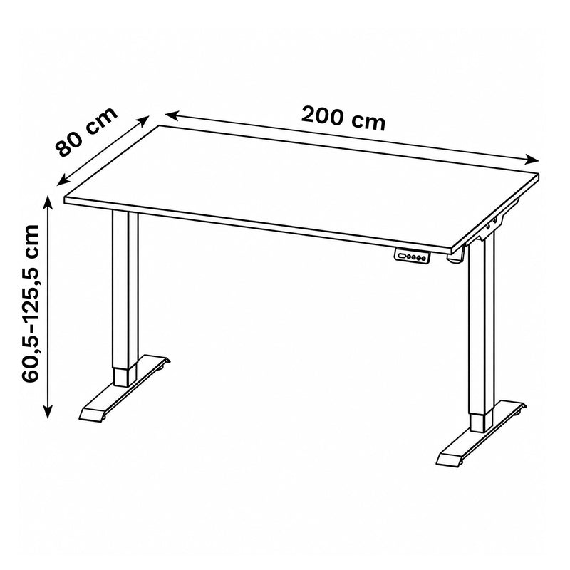 Schreibtisch höhenverstellbar 160-200 × 80 cm | Höhe 60,5-125,5 cm | 25 mm Tischplatte | 2 Motoren | Memory-Funktion | 100 kg belastbar | diverse Farben | Flex Modul