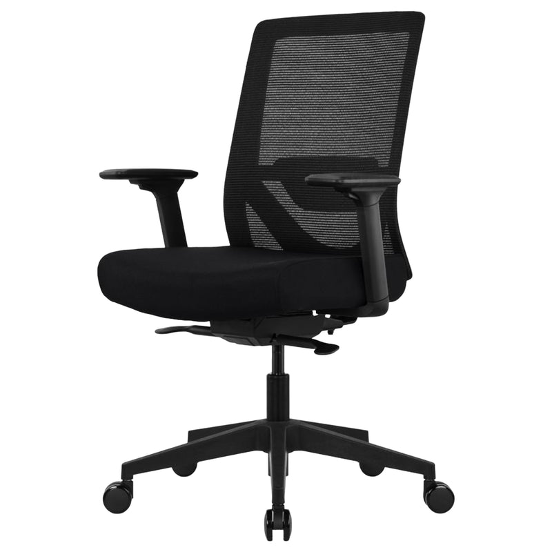 Ergonomischer Bürostuhl | Synchron-Mechanik mit Gewichtsautomatik | Sitztiefenverstellung 47–52 cm | 3D-Armlehnen | integrierte Lendenstütze | Netzrücken | bis 150 kg | Suria