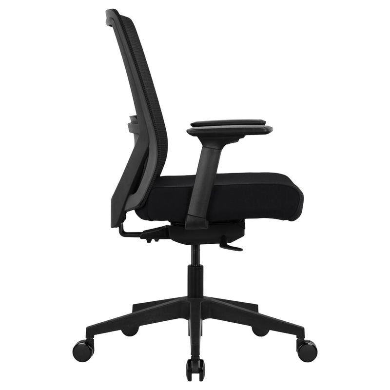 Ergonomischer Bürostuhl | Synchron-Mechanik mit Gewichtsautomatik | Sitztiefenverstellung 47–52 cm | 3D-Armlehnen | integrierte Lendenstütze | Netzrücken | bis 150 kg | Suria