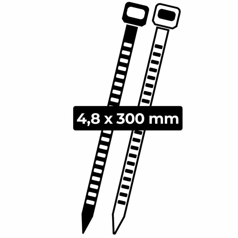 Kabelbinder Universal | 4,8 x 300 mm | Innen- & Aussenbereich | gebogene Spitzen