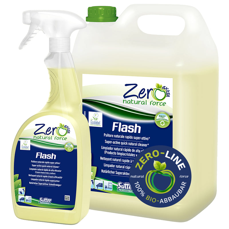 Allzweckreiniger FLASH ZERO | Zitrusduft | natürliche Rohstoffe | EU Ecolabel | Sutter Professional