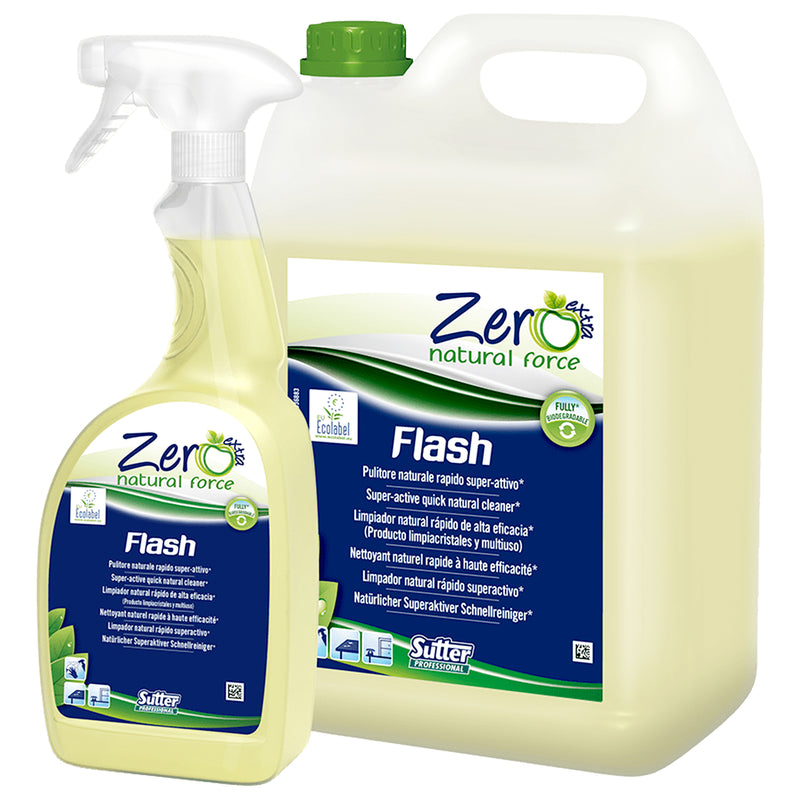 Allzweckreiniger FLASH ZERO | Zitrusduft | natürliche Rohstoffe | EU Ecolabel | Sutter Professional