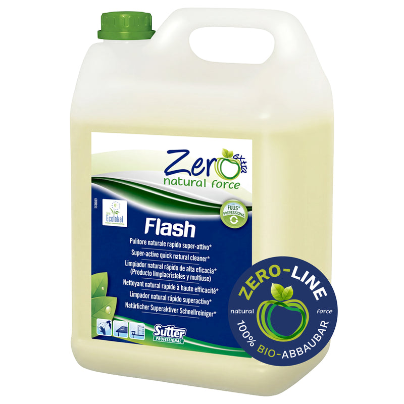 Allzweckreiniger FLASH ZERO | Zitrusduft | natürliche Rohstoffe | EU Ecolabel | Sutter Professional