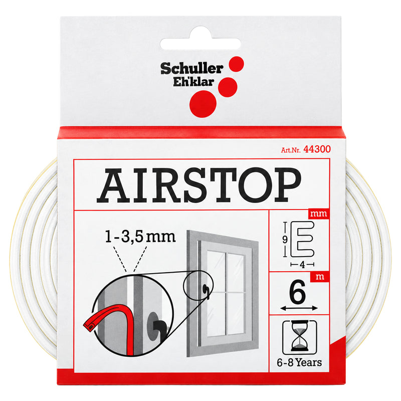 EPDM-Dichtungsband | 6 m | E-Profil | Spaltmass 1-3,5 mm | Lebensdauer ca. 6-8 Jahre | Schuller Eh’klar Airstop E