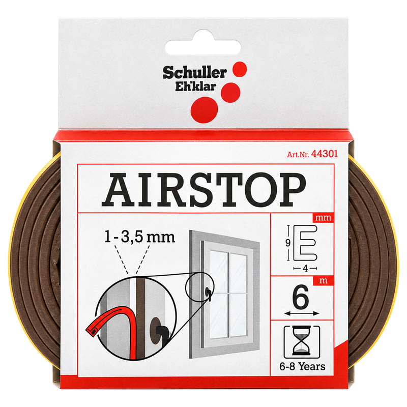 EPDM-Dichtungsband | 6 m | E-Profil | Spaltmass 1-3,5 mm | Lebensdauer ca. 6-8 Jahre | Schuller Eh’klar Airstop E