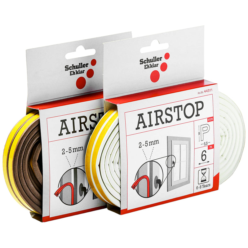Dichtungsband Airstop P | 6 - 8 Jahre | weiss/braun | witterungsbeständig | Spaltmass 2 - 5 mm | Schuller Eh`klar