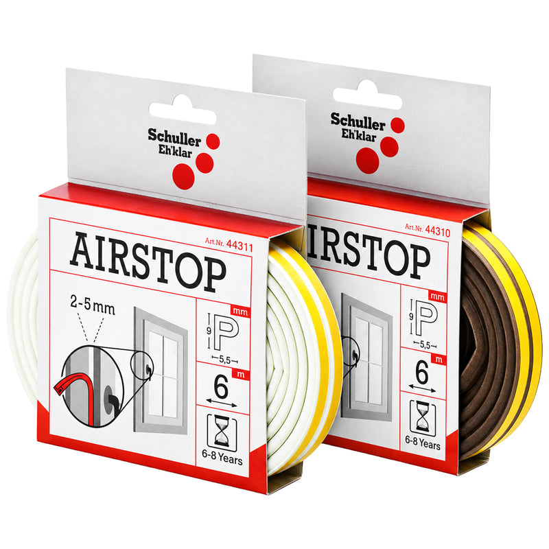EPDM-Dichtungsband | 6 m | P-Profil | Spaltmass 2-5 mm | Lebensdauer ca. 6-8 Jahre | Schuller Eh’klar Airstop P