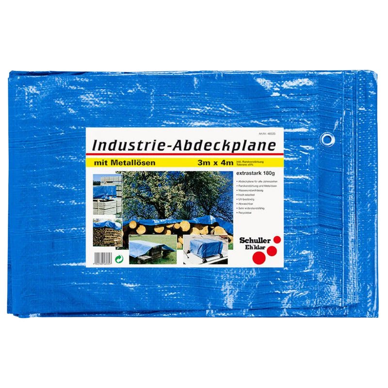 Abdeckplane 180 g/m² | blau/grau | PE-Bändchengewebe | UV-stabilisiert | Aluminiumösen | Schuller Eh`klar Terra S180