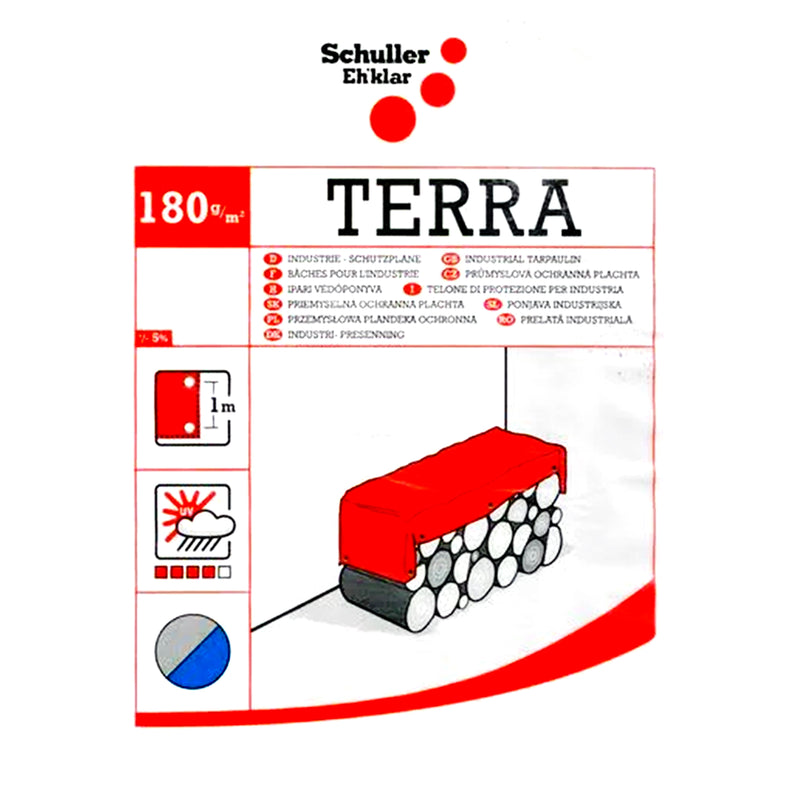 Abdeckplane 180 g/m² | blau/grau | PE-Bändchengewebe | UV-stabilisiert | Aluminiumösen | Schuller Eh`klar Terra S180