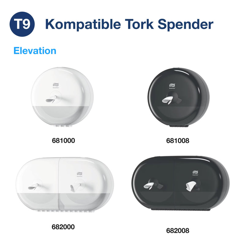 Toilettenpapier SmartOne® Mini T9 | 2-lagig | 111,6 m | 620 Blatt | Advanced | TORK 472193