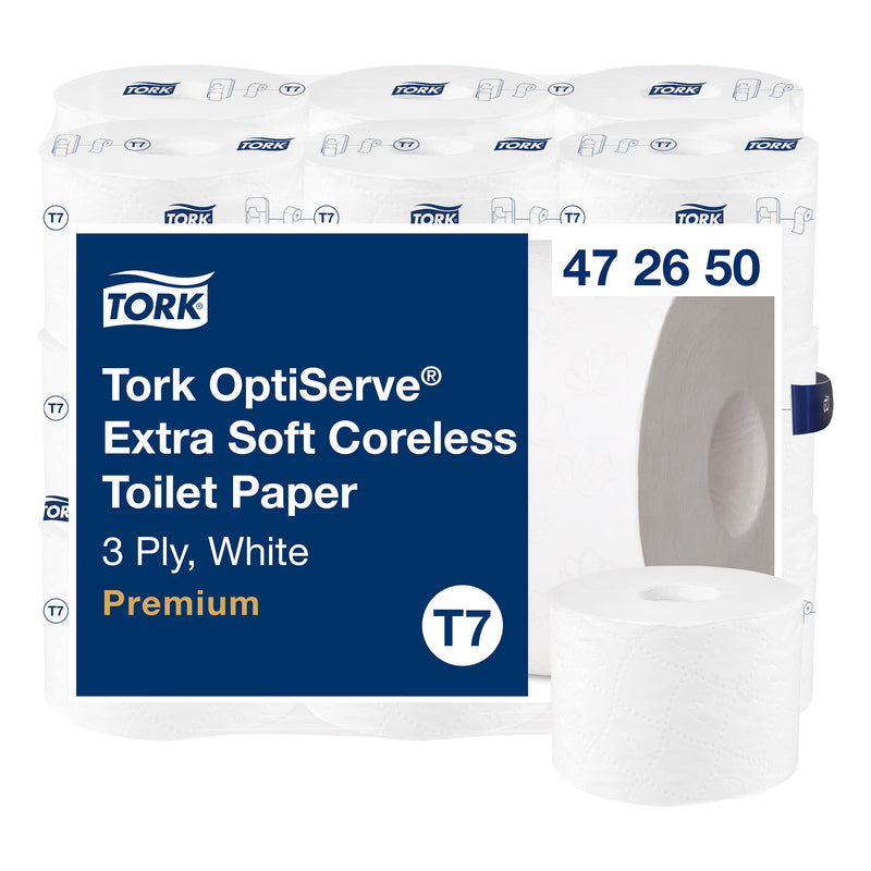 Toilettenpapier OptiServe® Extra Soft T7 | hülsenlos | 3-lagig | 63,25 m | 550 Blatt | Premium | TORK 472650
