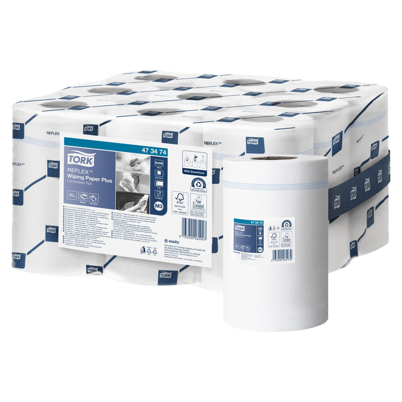 Reflex™-Mehrzweck-Papierwischtücher M3 | Stark | Recycling | Centerfeed | SmartCore® | 2-lagig | 67 m | 200 Blatt | Advanced | TORK 473474