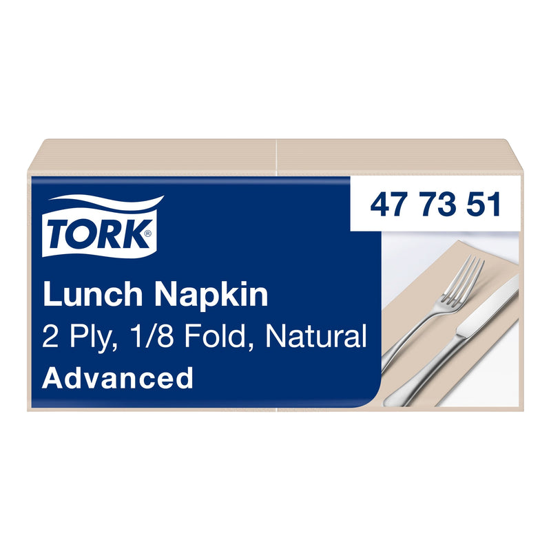 Lunchservietten | Natur | Recycling | 2-lagig | 16,3 x 8,2 cm | 2000 Stück | Advanced | TORK 477351