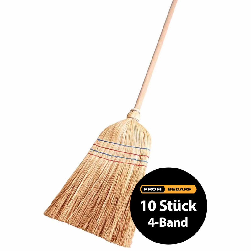 Reisbesen 4/Band | Buchenholzstiel 105 cm | Naturborsten