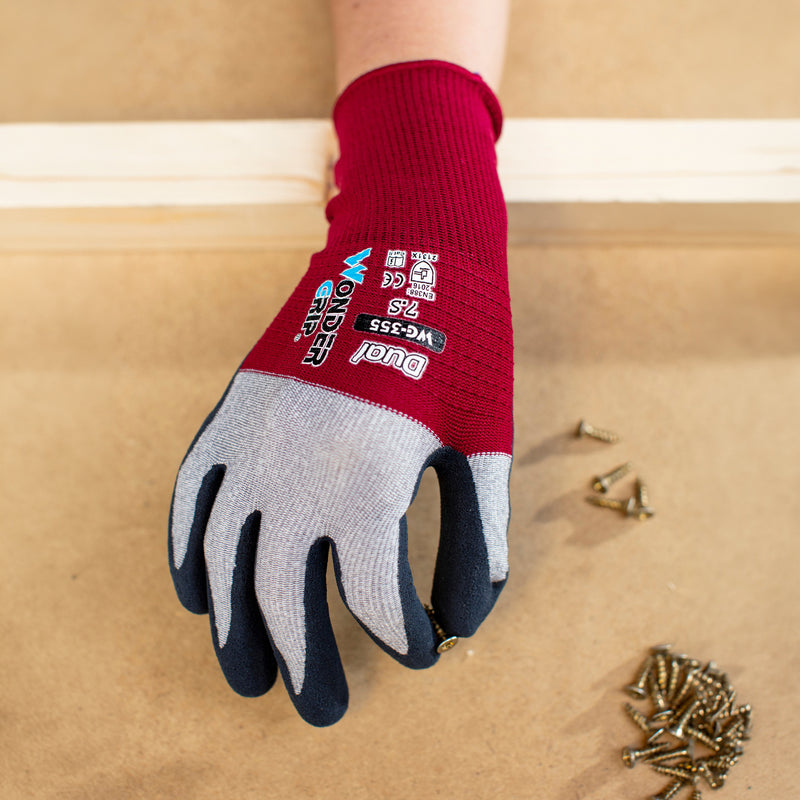 Mikrofaser-Nylon-Arbeitshandschuhe | Kat II | Latex-Beschichtung | atmungsaktiv | griffsicher | Wonder Grip® WG-355 DUAL