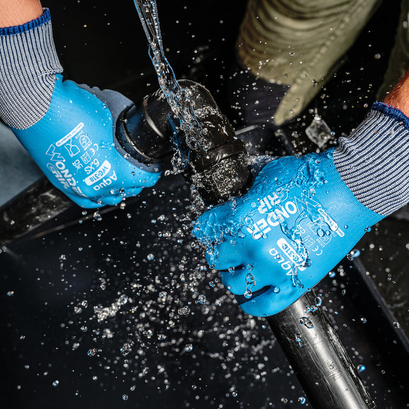 Nylon-Arbeitshandschuhe | Kat II | Latex-Vollbeschichtung | wasserdicht | griffsicher bei Nässe | Wonder Grip® WG-318 Aqua
