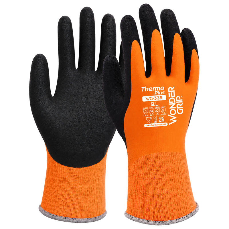 Acryl-Schnittschutz-Kälteschutzhandschuhe | Stufe C | Kat II | Latex-Vollbeschichtung | Kontaktkälte Stufe 2 | wasserdicht | Wonder Grip® WG-338 THERMO PLUS