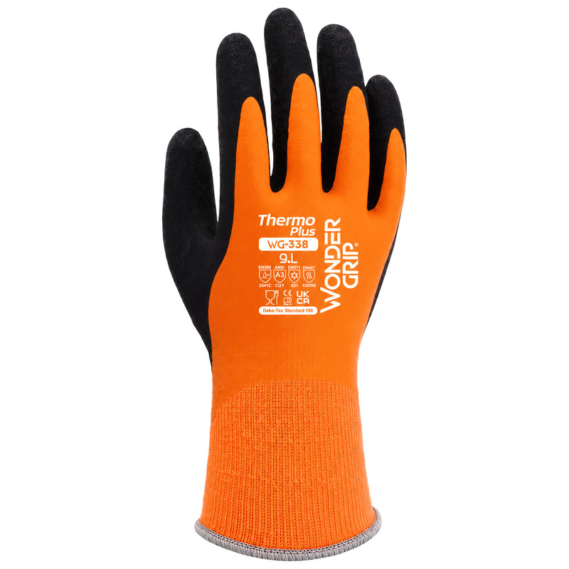 Acryl-Schnittschutz-Kälteschutzhandschuhe | Stufe C | Kat II | Latex-Vollbeschichtung | Kontaktkälte Stufe 2 | wasserdicht | Wonder Grip® WG-338 THERMO PLUS