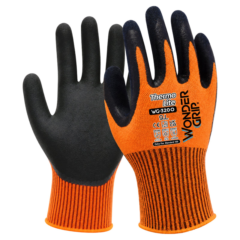 Acryl-Spandex-Kälteschutzhandschuhe | Kat II | doppelte Latex-Beschichtung | Kontaktkälte Stufe 1 | Wonder Grip® WG-320O THERMO LITE