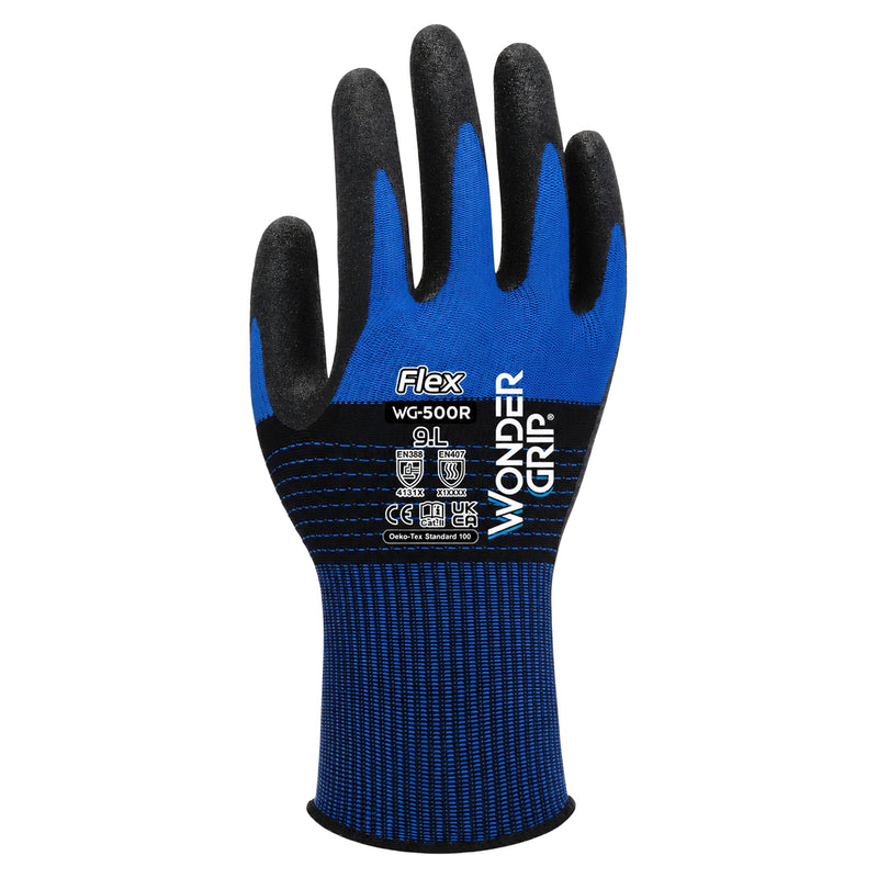 Polyester-Arbeitshandschuhe | Kat II | Nitril-Mikroschaum-Beschichtung | griffsicher | Allrounder | Wonder Grip® WG-500R FLEX