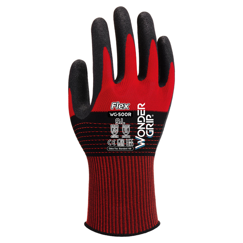 Polyester-Arbeitshandschuhe | Kat II | Nitril-Mikroschaum-Beschichtung | griffsicher | Allrounder | Wonder Grip® WG-500R FLEX
