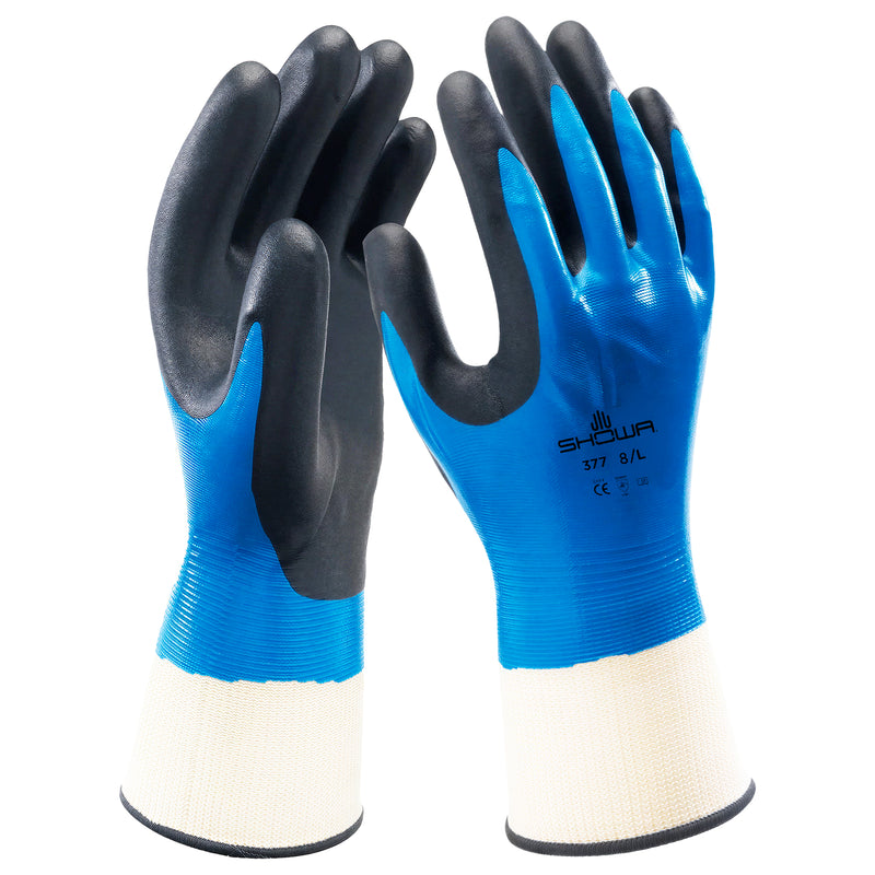 Nylon-Arbeitshandschuhe | Kat II | doppelte Nitril-Beschichtung | wasserabweisend | SHOWA™ 377