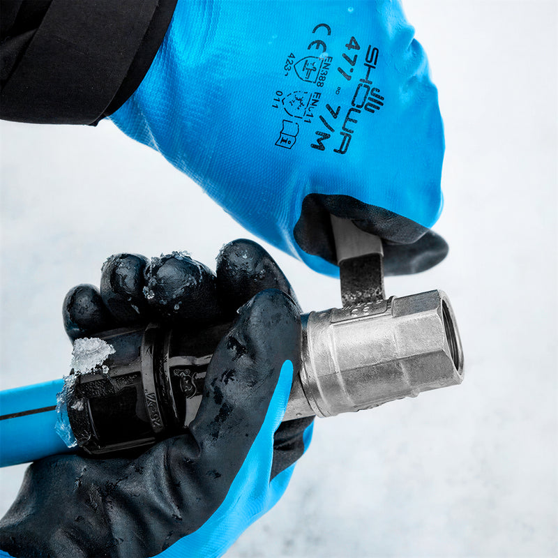 Nylon-Kälteschutz-Handschuhe | Kontaktkälte: Basis | wasserdicht | EN 511: 011 | Kat II | Schaumstoff-Nitril-Beschichtung | SHOWA™ 477