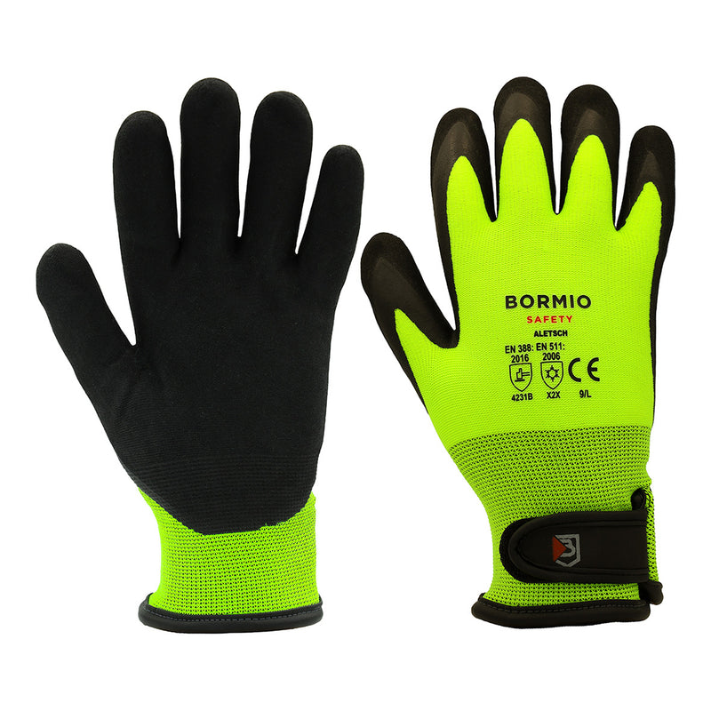 BORMIO SAFETY Aletsch Kälteschutzhandschuhe, Handfläche und Handrücken nebeneinander