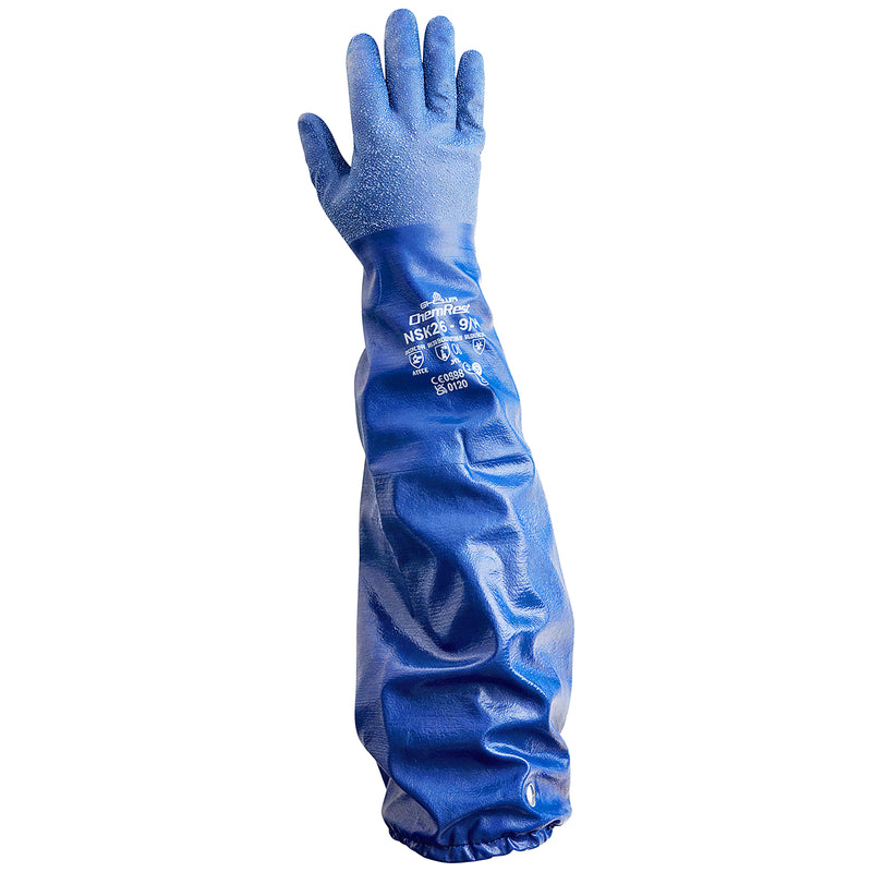 PE-Chemikalien-Schutzhandschuhe | JKL | abrieb-, schnitt- & reissfest | Kat III | Nitril-Beschichtung | angesetzte Stulpe | SHOWA™ NSK26
