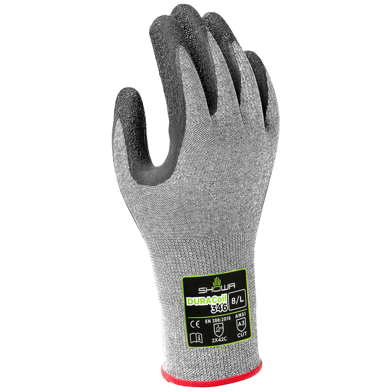 PE-Schnittschutz-Handschuhe | Stufe C | Kat II | Naturkautschuklatex-Beschichtung | HPPE-verstärkt | atmungsaktiv | SHOWA™ Duracoil 346
