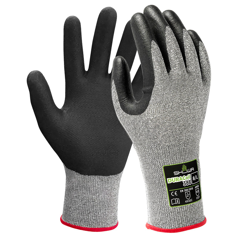 PE-Schnittschutz-Handschuhe | Stufe C | Kat II | mikroporöse Nitril-Beschichtung | HPPE verstärkt | ölabweisend | SHOWA™ Duracoil 386