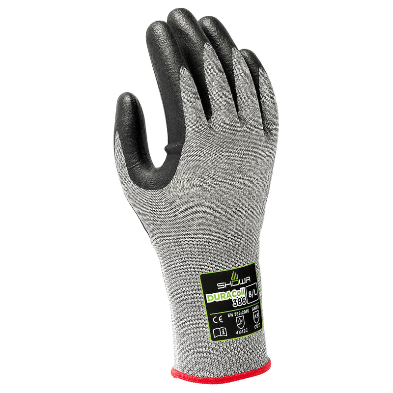PE-Schnittschutz-Handschuhe | Stufe C | Kat II | mikroporöse Nitril-Beschichtung | HPPE verstärkt | ölabweisend | SHOWA™ Duracoil 386