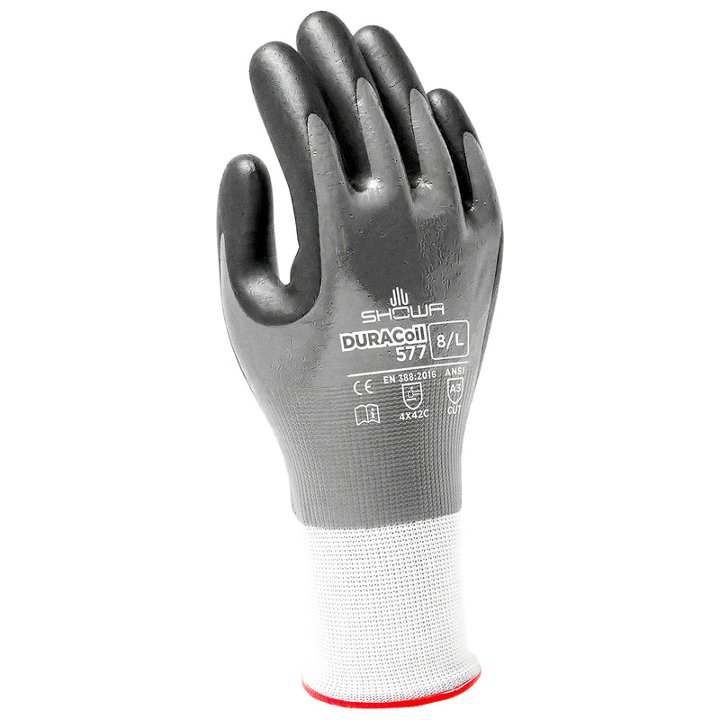 PE-Schnittschutz-Handschuhe | Stufe C | Kat II | Nitril-Schaumstoff-Beschichtung | öl- & wasserabweisend | HPPE-verstärkt | SHOWA™ Duracoil 577