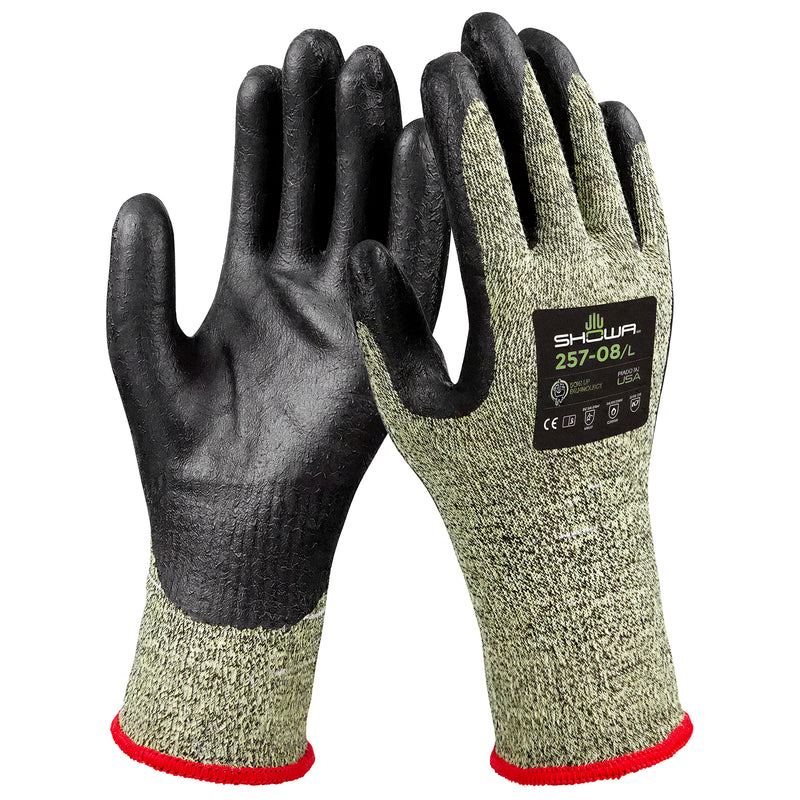 Aramid-Schnittschutz-Handschuhe | Stufe F | Kat II | Nitril-Schaumstoff-Beschichtung | extra leicht | SHOWA™ 257