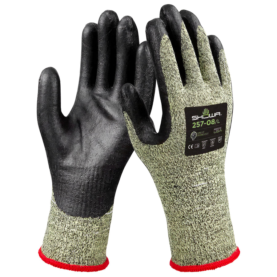 Aramid-Schnittschutz-Handschuhe | Stufe F | Kat II | Nitril-Schaumstoff-Beschichtung | extra leicht | SHOWA™ 257