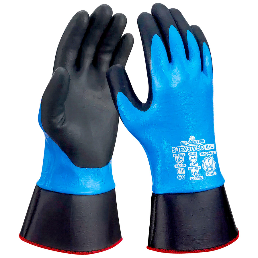Nylon/PE-Schnittschutz-Handschuhe | Stufe D | Kat II | Nitril-Schaumstoff-Beschichtung | S-TEX®-Futter | verstärkte Sicherheitsstulpe | SHOWA™ S-TEX 377SC