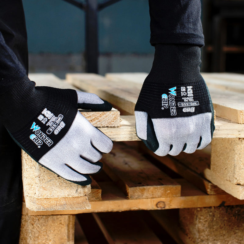 Mikrofaser-Nylon-Arbeitshandschuhe | Kat II | Nitrilschaum-Beschichtung | atmungsaktiv | ölbeständig | Wonder Grip® WG-555 DUO