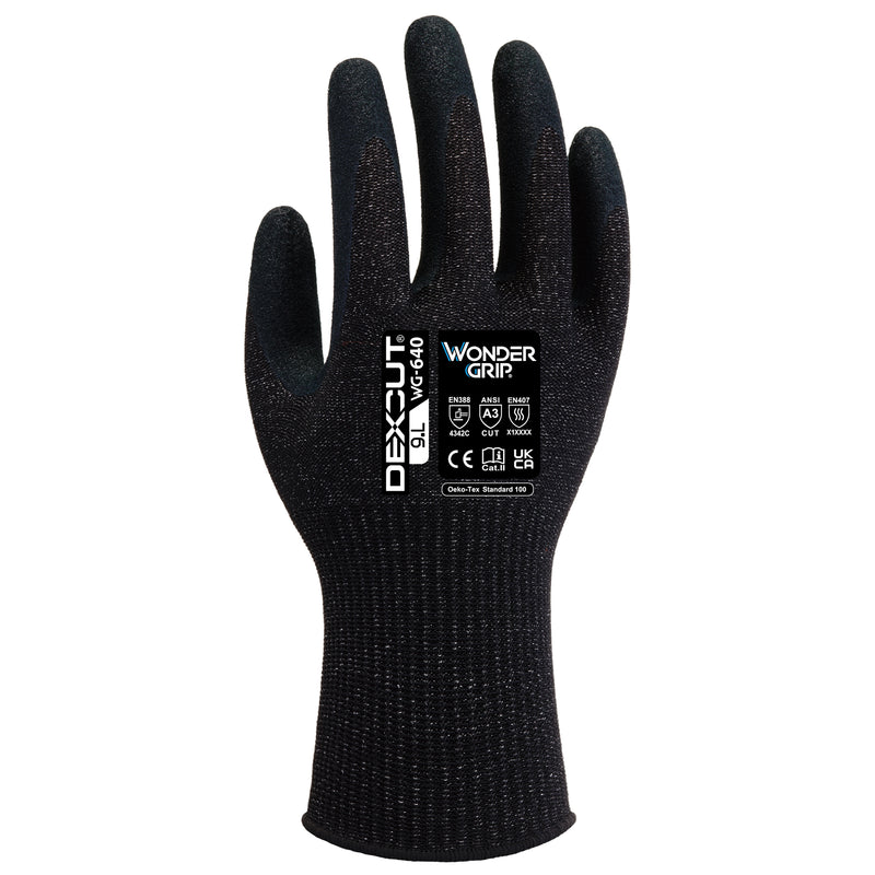 Mineralfaser-Nylon-Schnittschutz-Handschuhe | Stufe C | Kat III | Nitrilschaum-Beschichtung | ölfest | Wonder Grip® WG-640 DEXCUT®