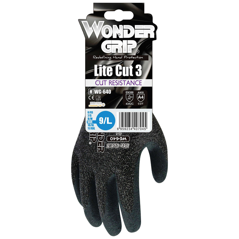 Mineralfaser-Nylon-Schnittschutz-Handschuhe | Stufe C | Kat III | Nitrilschaum-Beschichtung | ölfest | Wonder Grip® WG-640 DEXCUT®