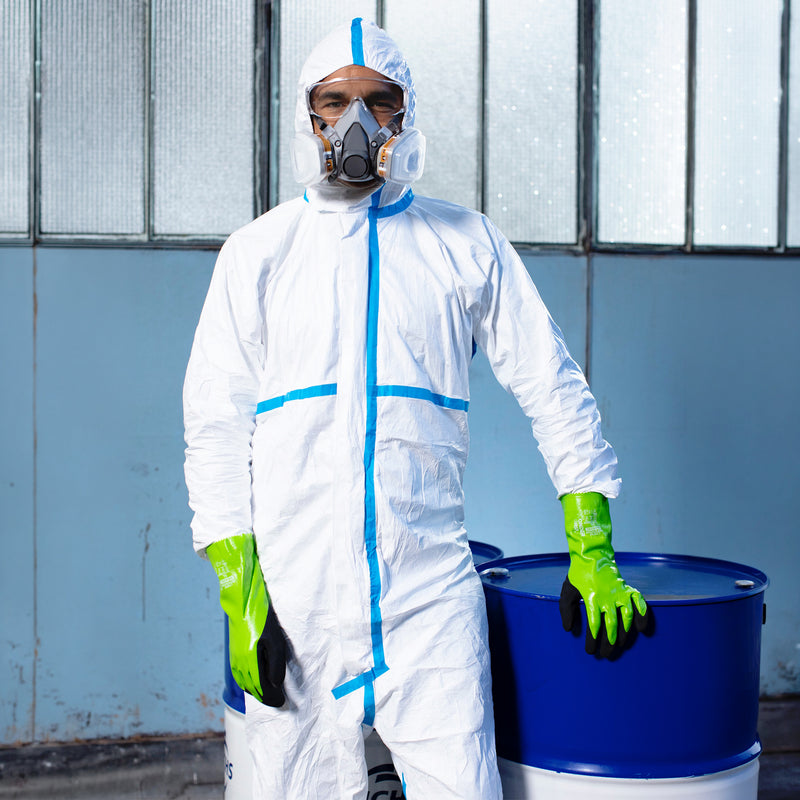 Nylon/Polyester-Chemikalienschutz-Handschuhe | Typ B | EN 374-5 | Kat III | Nitril-Vollbeschichtung | öl- & chemikalienbeständig | Wonder Grip® WG-658L CHEM DEFENDER