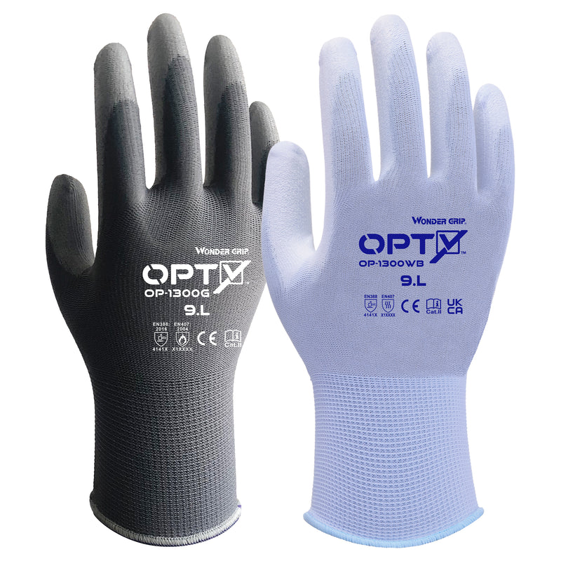 Nylon-Arbeitshandschuhe | Kat II | PU-Beschichtung | extra feinfühlig | atmungsaktiv | Wonder Grip® OP-1300 OPTY™