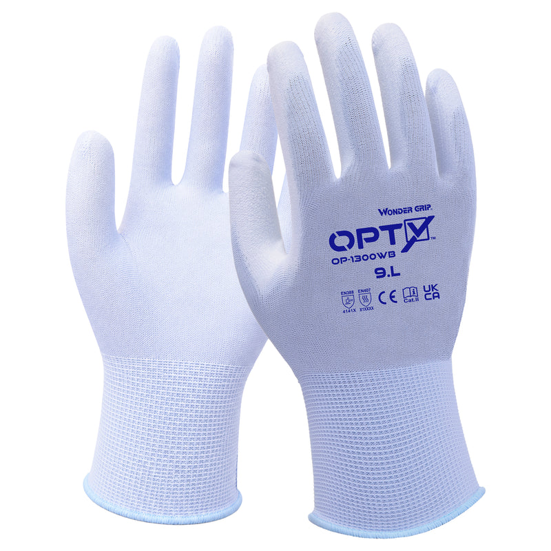Nylon-Arbeitshandschuhe | Kat II | PU-Beschichtung | extra feinfühlig | atmungsaktiv | Wonder Grip® OP-1300 OPTY™