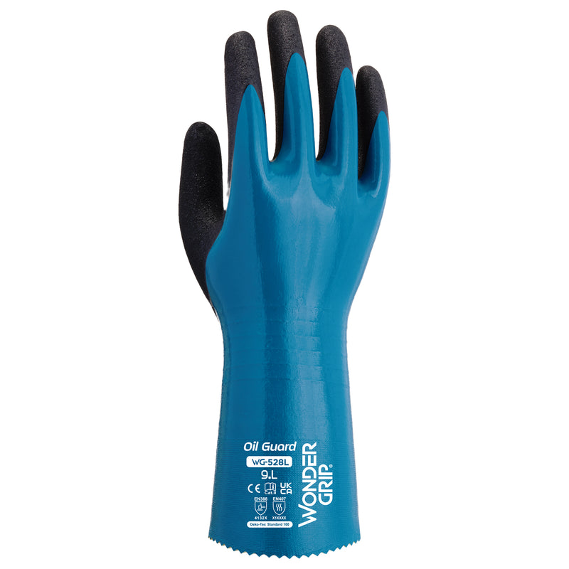 Nylon-Arbeitshandschuhe | Kat II | Nitril-Vollbeschichtung | öl- & flüssigkeitsdicht | abriebfest | Wonder Grip® WG-528L OIL GUARD