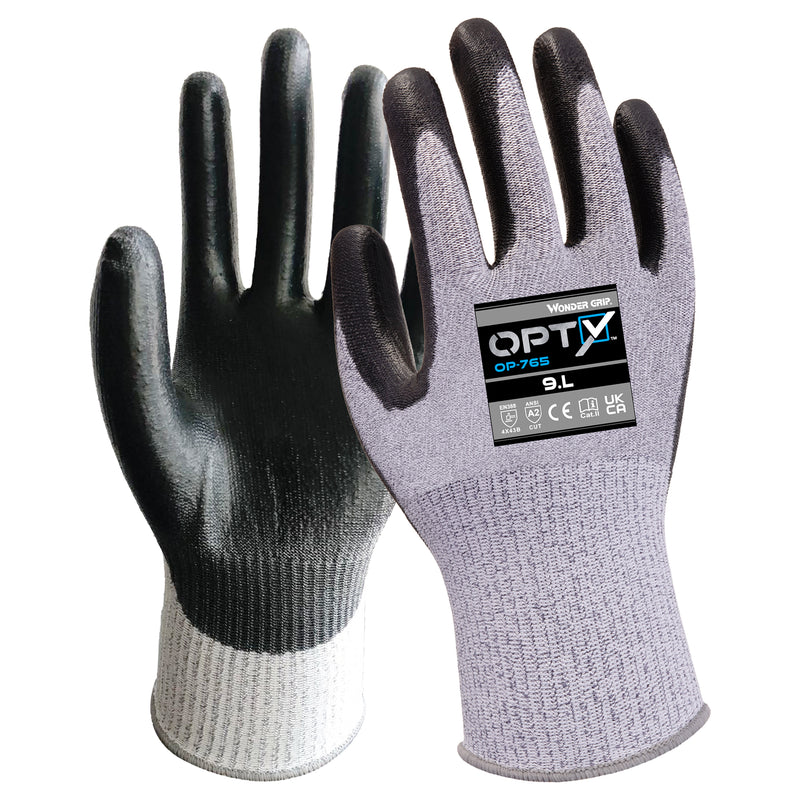 Polyester-Schnittschutz-Handschuhe | Stufe B | Kat II | PU-Beschichtung | atmungsaktiv | Wonder Grip® OP-765 OPTY™