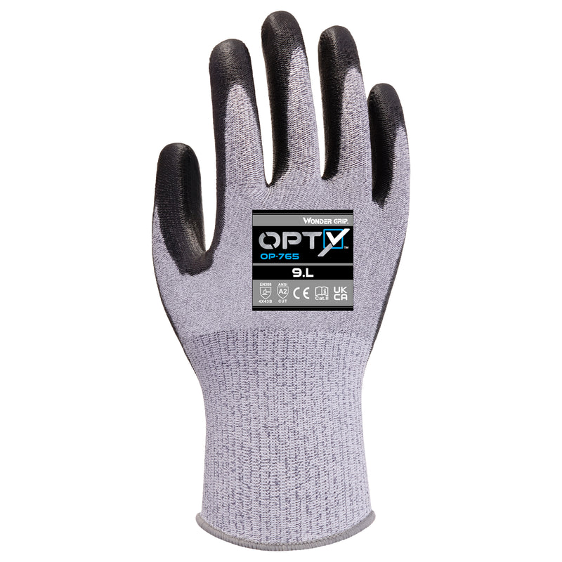 Polyester-Schnittschutz-Handschuhe | Stufe B | Kat II | PU-Beschichtung | atmungsaktiv | Wonder Grip® OP-765 OPTY™