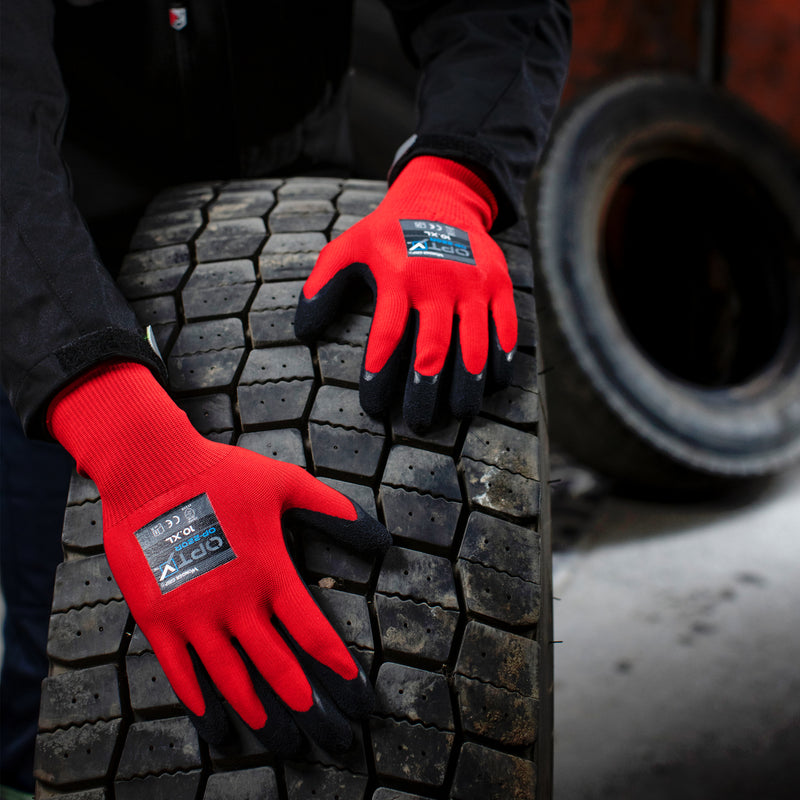 Polyester-Arbeitshandschuhe | Kat II | Latex-Beschichtung | gepolsterte Handfläche | langlebig griffsicher | Wonder Grip® OP-220R OPTY™